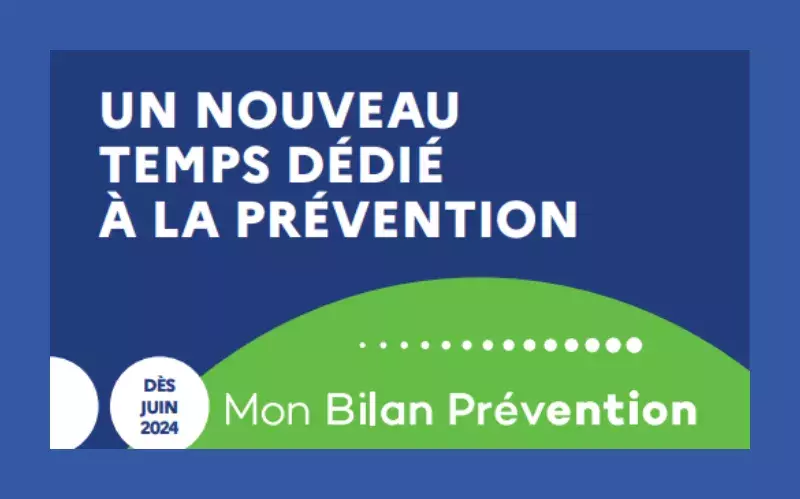 Fond bleu avec logo vert et texte inscrivant : Un nouveau temps dédié à la prévention