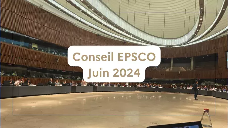 Rassemblement au sein d'un hémicycle de plusieurs Etats membres : ministres ou représentants, pour échanger dans le cadre du conseil EPSCO